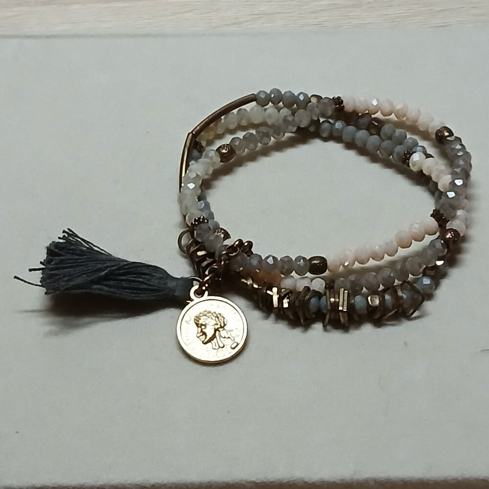 Hand Crafted Multi Strand Stretchy Beaded Tassel Bracelet Fashion Jewelry #42